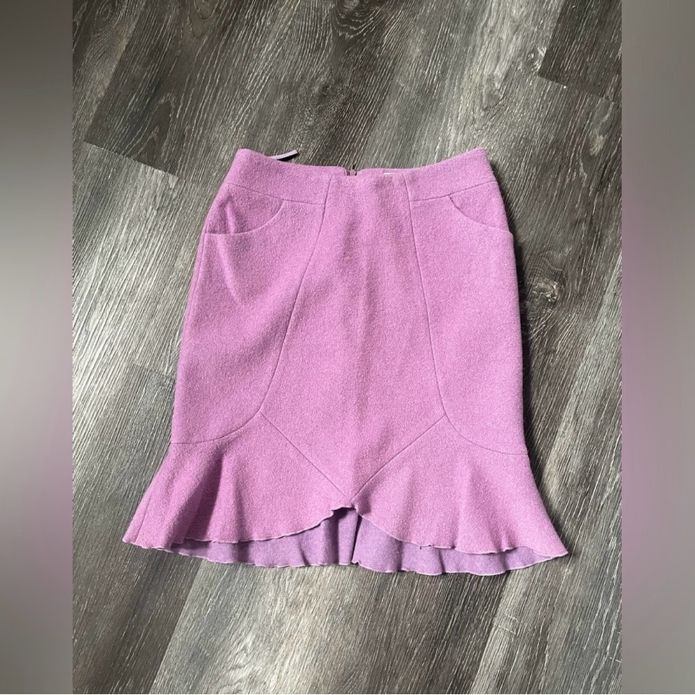 Vintage Wool Fluted Tulip Skirt Pockets Lavender Purple size Small